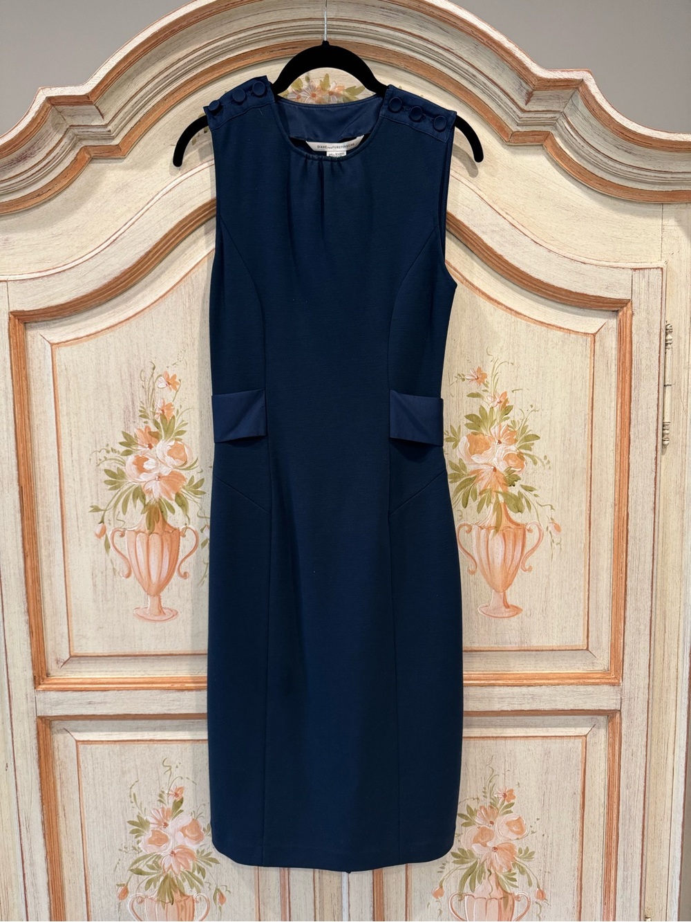 Diane von Furstenberg DVF Jacinta Petrol Wool Silk Sheath Dress 2008 Sz 2